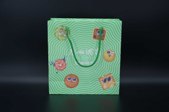 Multicolored Printing Kraft Cookie Paper Bag Hygienic PP Rope Handle
