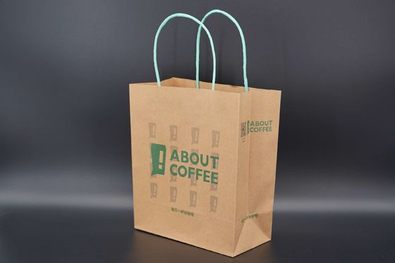 Juice Takeaway Eco Paper Bags Wood Pulp Kraft Flexo Printing