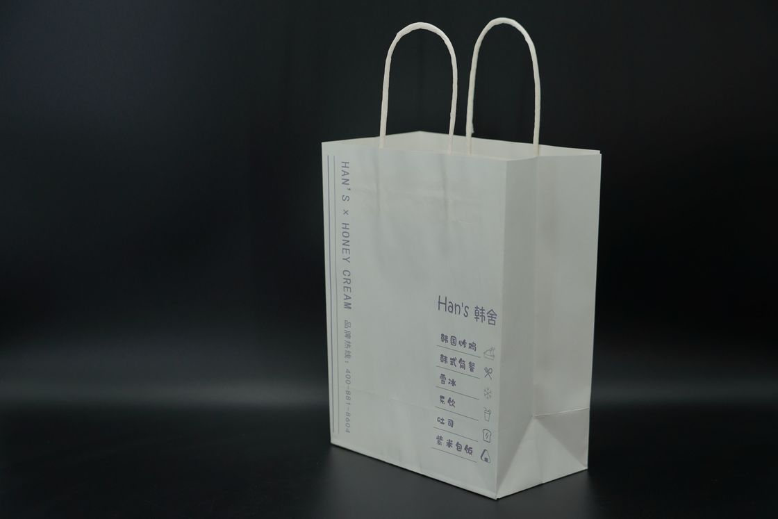 Takeaway Kraft Paper Coffee Bags Recycled Paper Take Out Bags With Handles