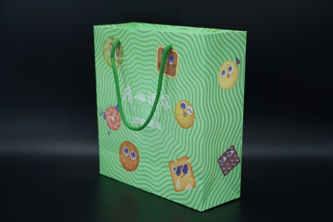 Multicolored Printing Kraft Cookie Paper Bag Hygienic PP Rope Handle