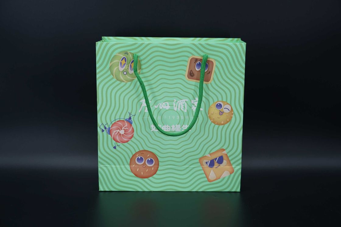 Multicolored Printing Kraft Cookie Paper Bag Hygienic PP Rope Handle
