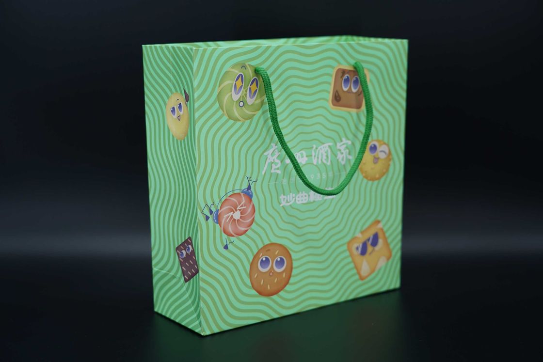 Multicolored Printing Kraft Cookie Paper Bag Hygienic PP Rope Handle