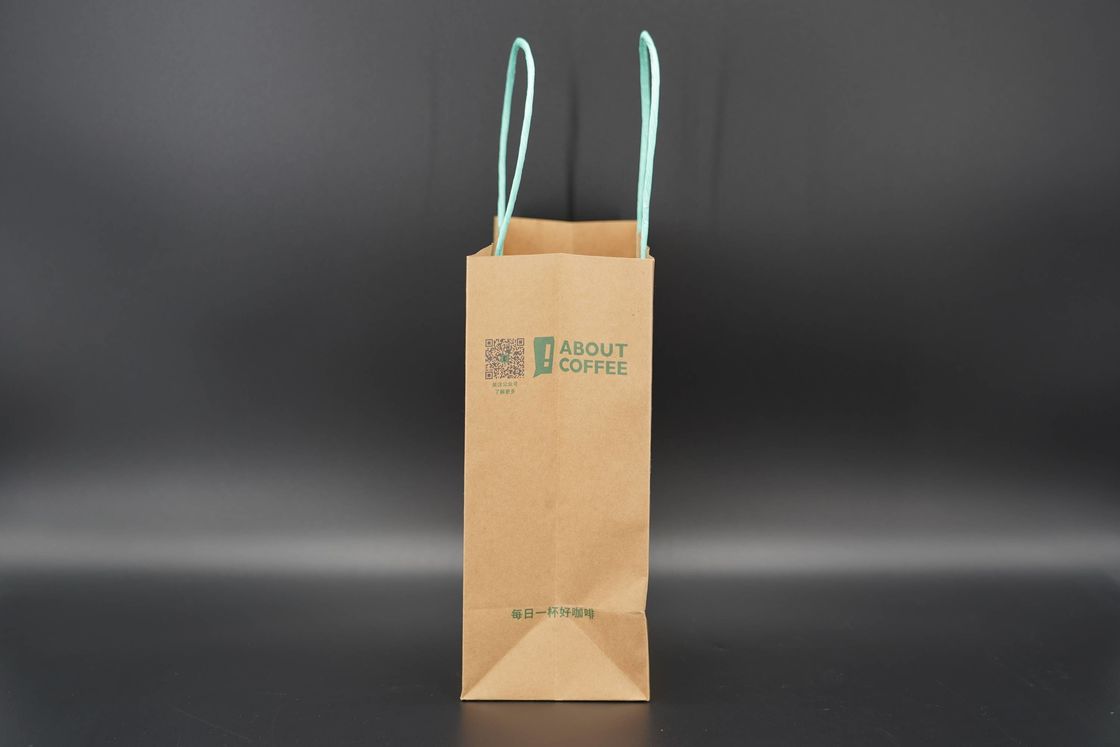 Juice Takeaway Eco Paper Bags Wood Pulp Kraft Flexo Printing