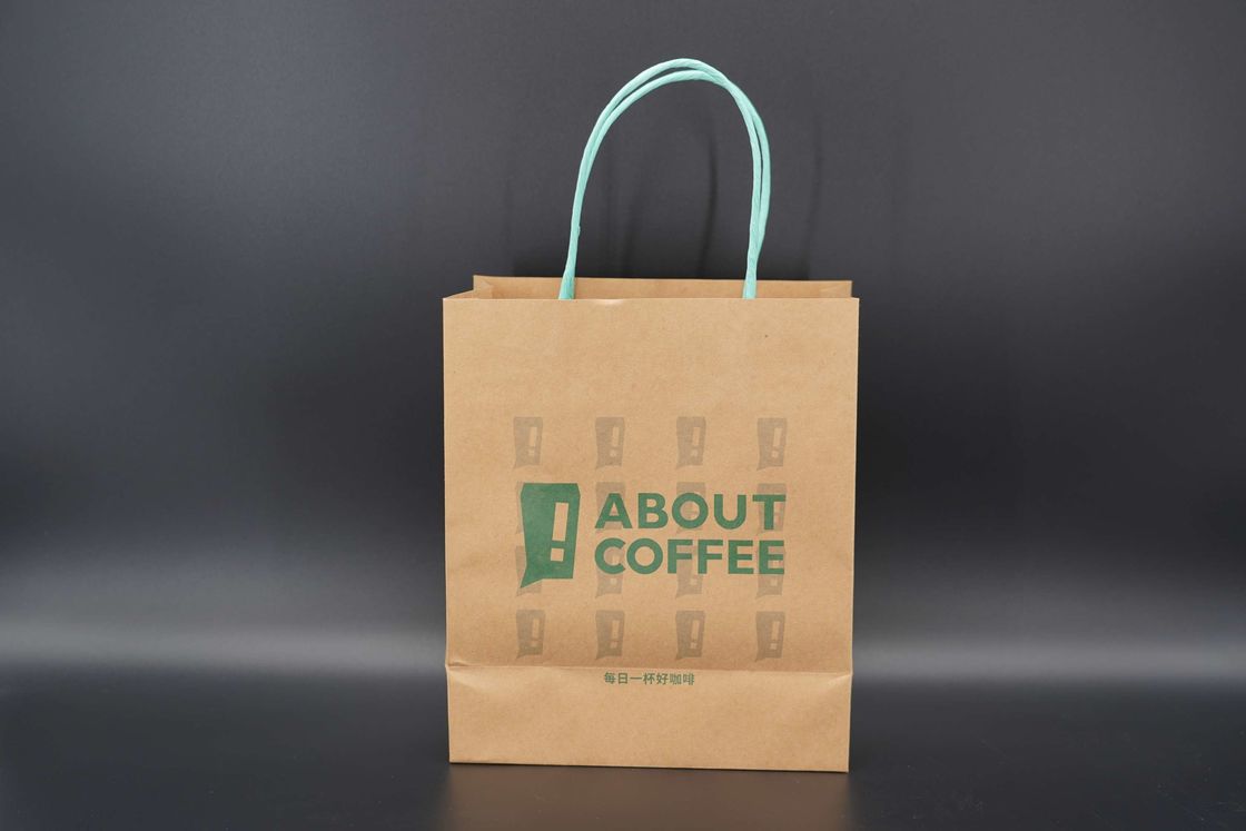 Juice Takeaway Eco Paper Bags Wood Pulp Kraft Flexo Printing