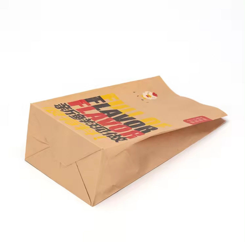 Unique Opening Design Easy Folding Convenient Kraft Paper Delivery Snack Packing With Custom Logo Fast Food Burger Bag