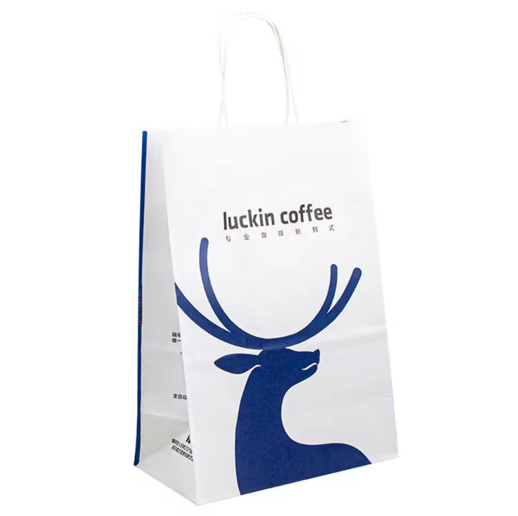 Business Large  Brown Kraft Rope Bags With Handles Customizable White For Premium Plain Fruit Shopping