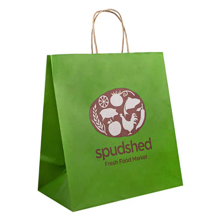 Business Large  Brown Kraft Rope Bags With Handles Customizable White For Premium Plain Fruit Shopping